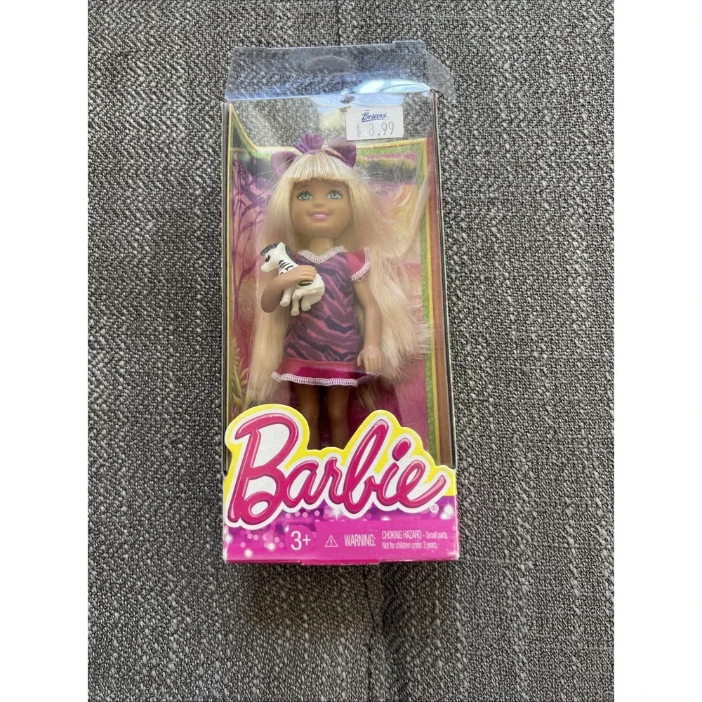 Mattel Barbie Friends Safari Sisters fun Chelsea Doll with Zebra Open Box